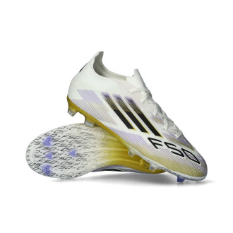 F50 Elite FG Criança White-Core Black-Gold Met